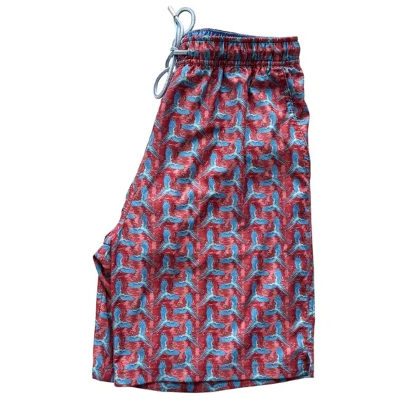 Peter Millar Red Birds Of Paradise Swim TrunksMEDIUM